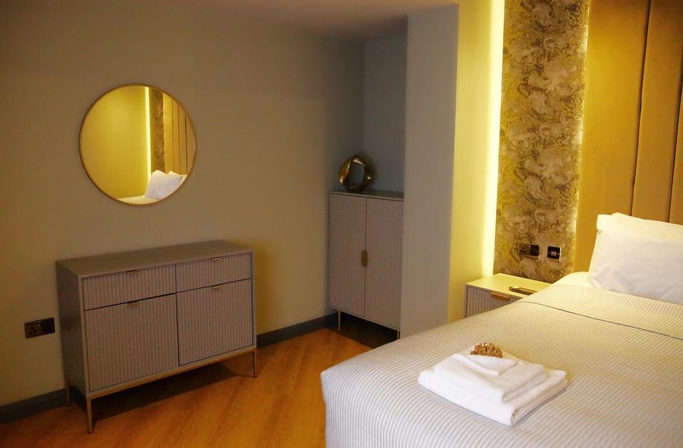 Bed, Photo of the whole room, Bedroom, towels, wardrobe