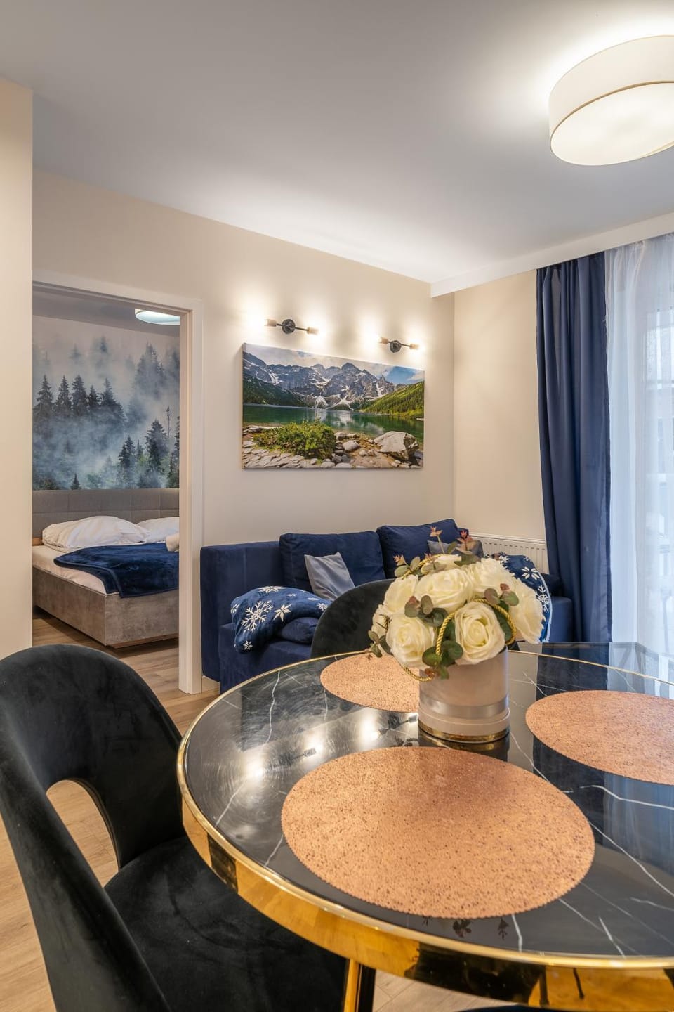 Bed, Living room, Photo of the whole room, Seating area, Bedroom