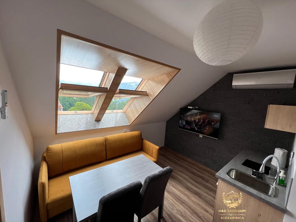 Kitchen or kitchenette, Living room, Seating area