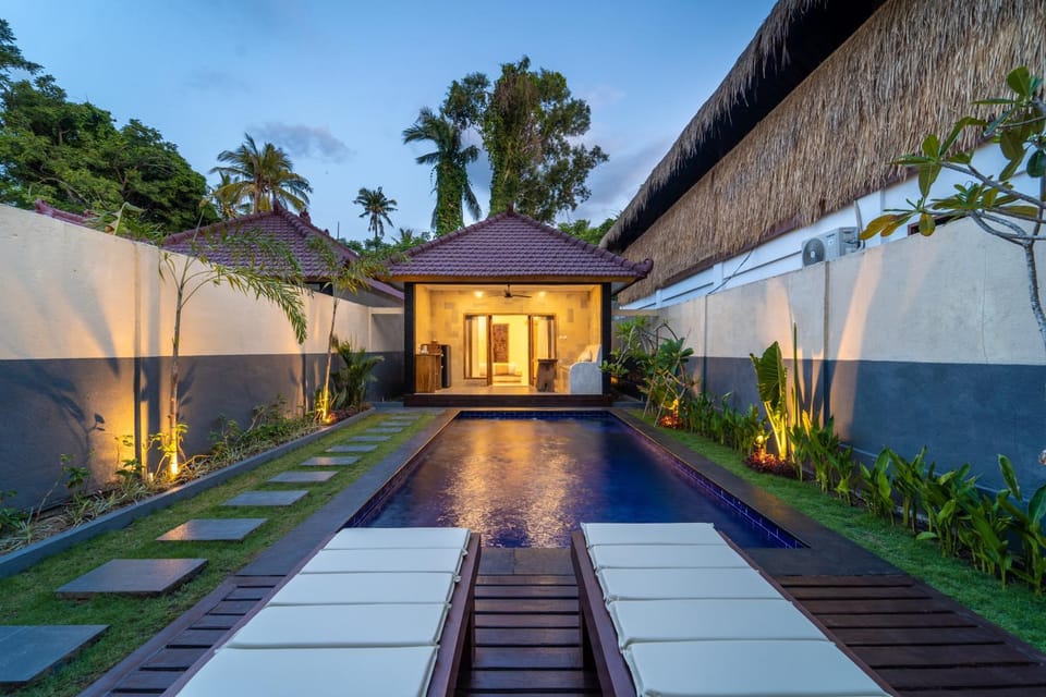 Night, View (from property/room), Pool view, Swimming pool