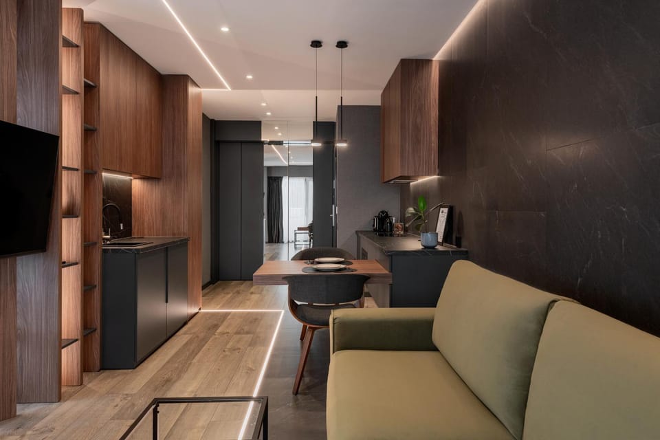 Living room, kitchen