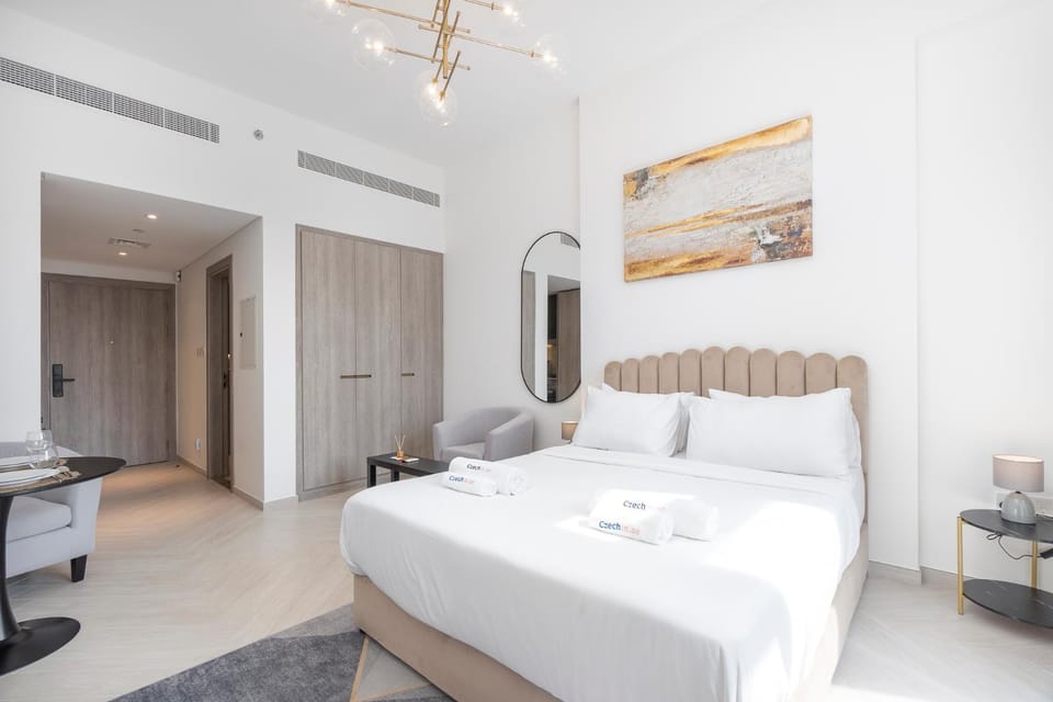 Bed, wardrobe