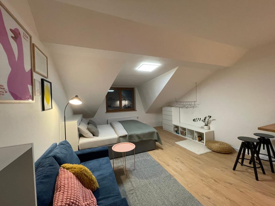 Bed, Living room, Photo of the whole room, Seating area