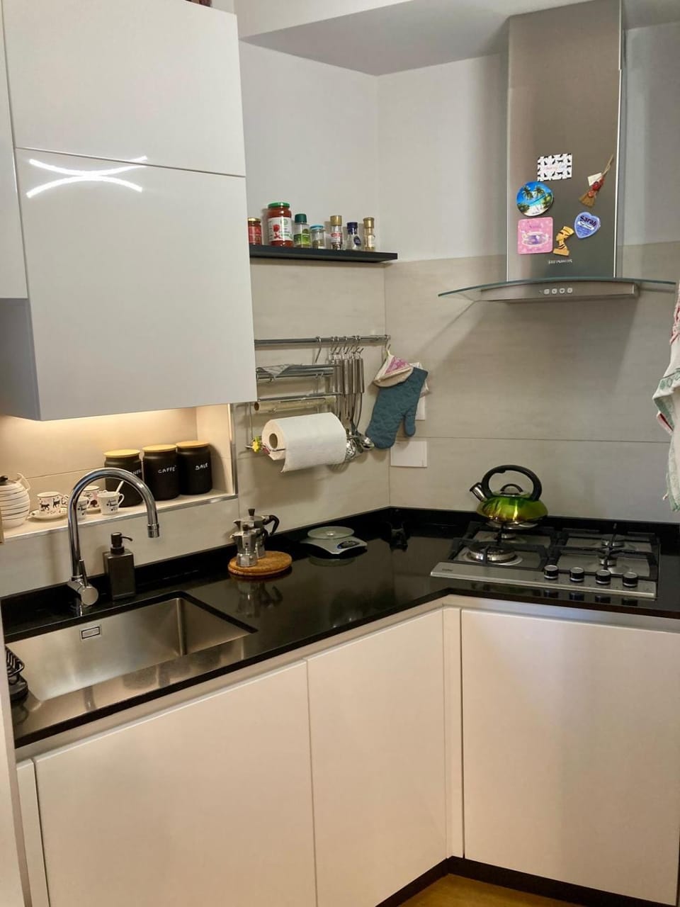 Kitchen or kitchenette, stove