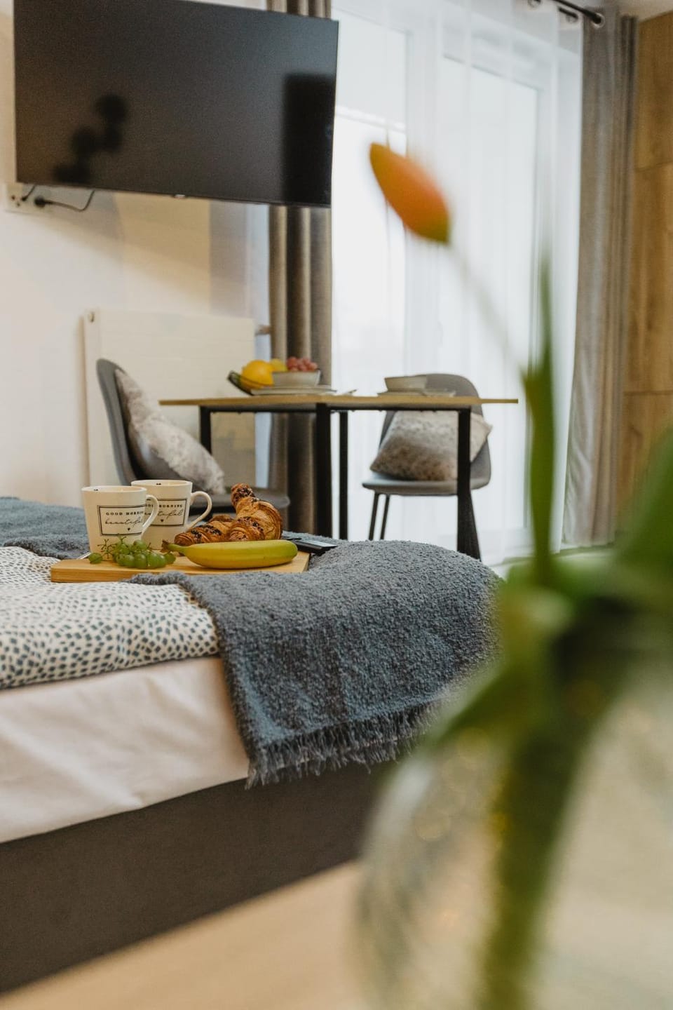 Bed, Living room, Food and drinks, Photo of the whole room, Seating area, Bedroom
