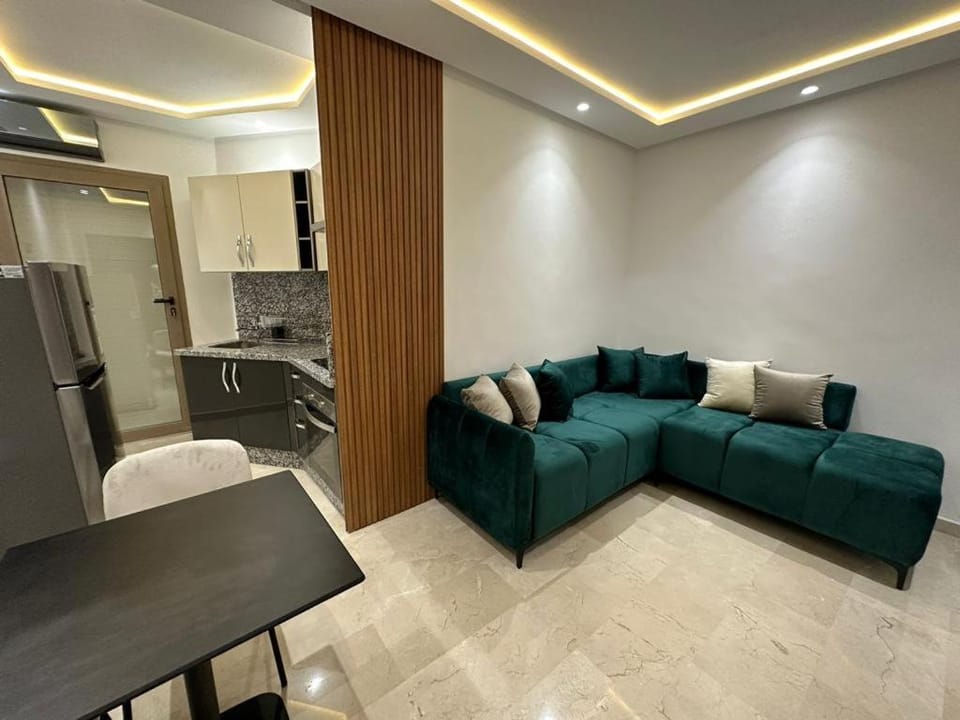Kitchen or kitchenette, Living room, Seating area, Dining area