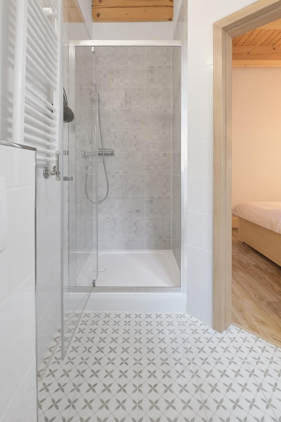 Shower, hair dryier, towels