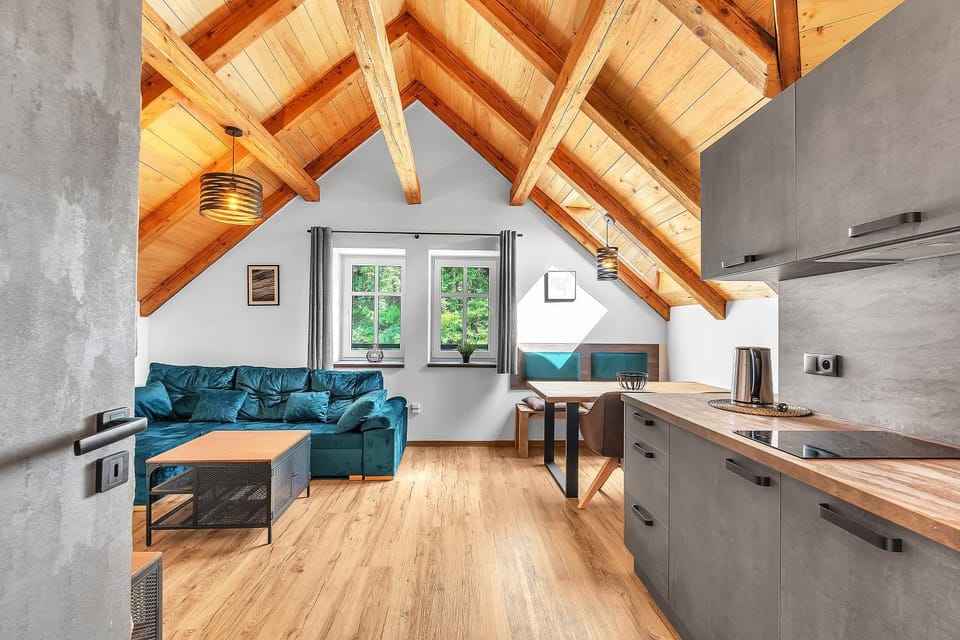Kitchen or kitchenette, Living room, stove