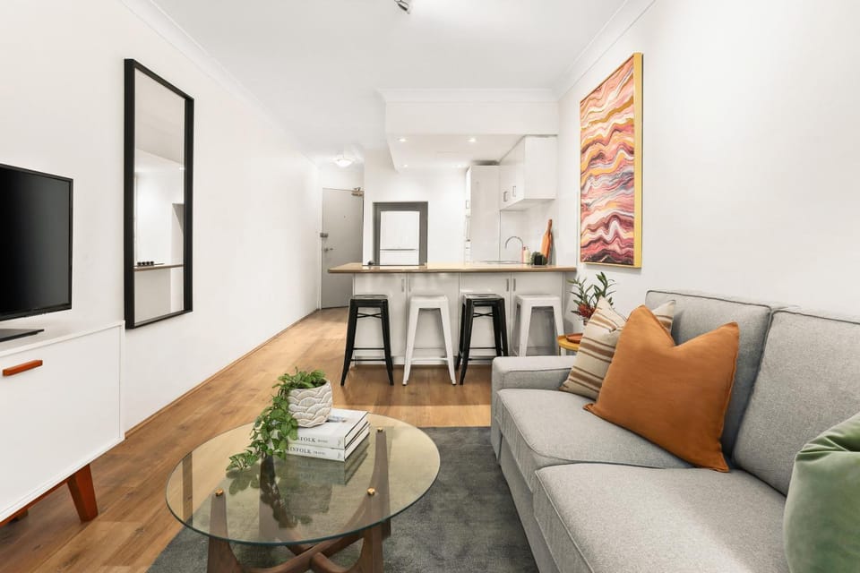 Kitchen or kitchenette, Living room, Seating area