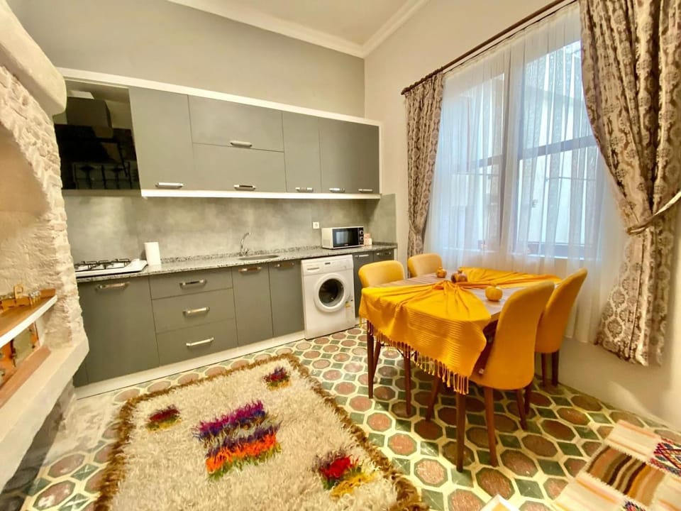 Kitchen or kitchenette, oven, stove, washing machine