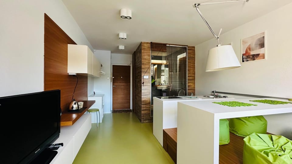 TV and multimedia, Kitchen or kitchenette, Dining area, minibar, stove, wardrobe