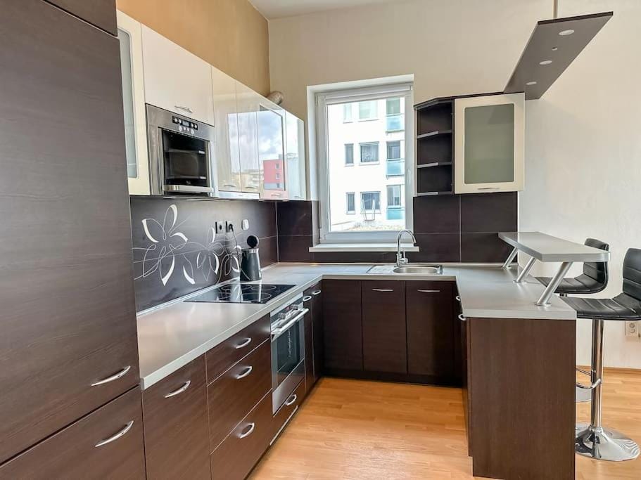 Kitchen or kitchenette, dishwasher, oven, stove