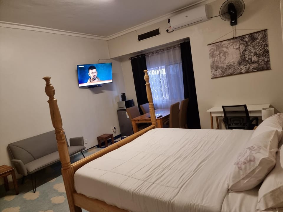 Bed, TV and multimedia, Photo of the whole room, hair dresser
