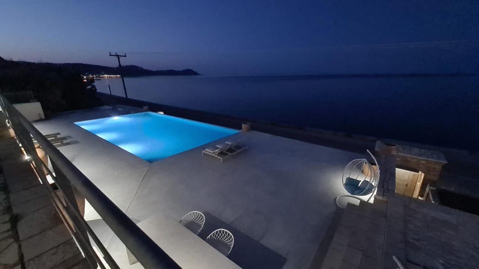 Night, Natural landscape, Pool view, Sea view, Swimming pool, sunbed