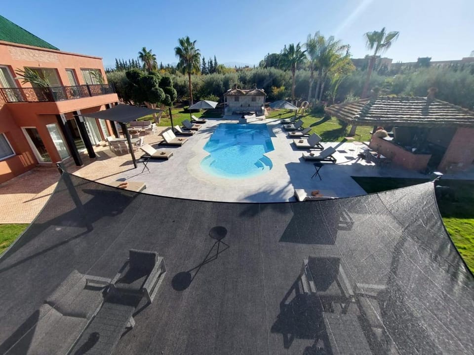 Patio, Natural landscape, Pool view, Swimming pool, sunbed