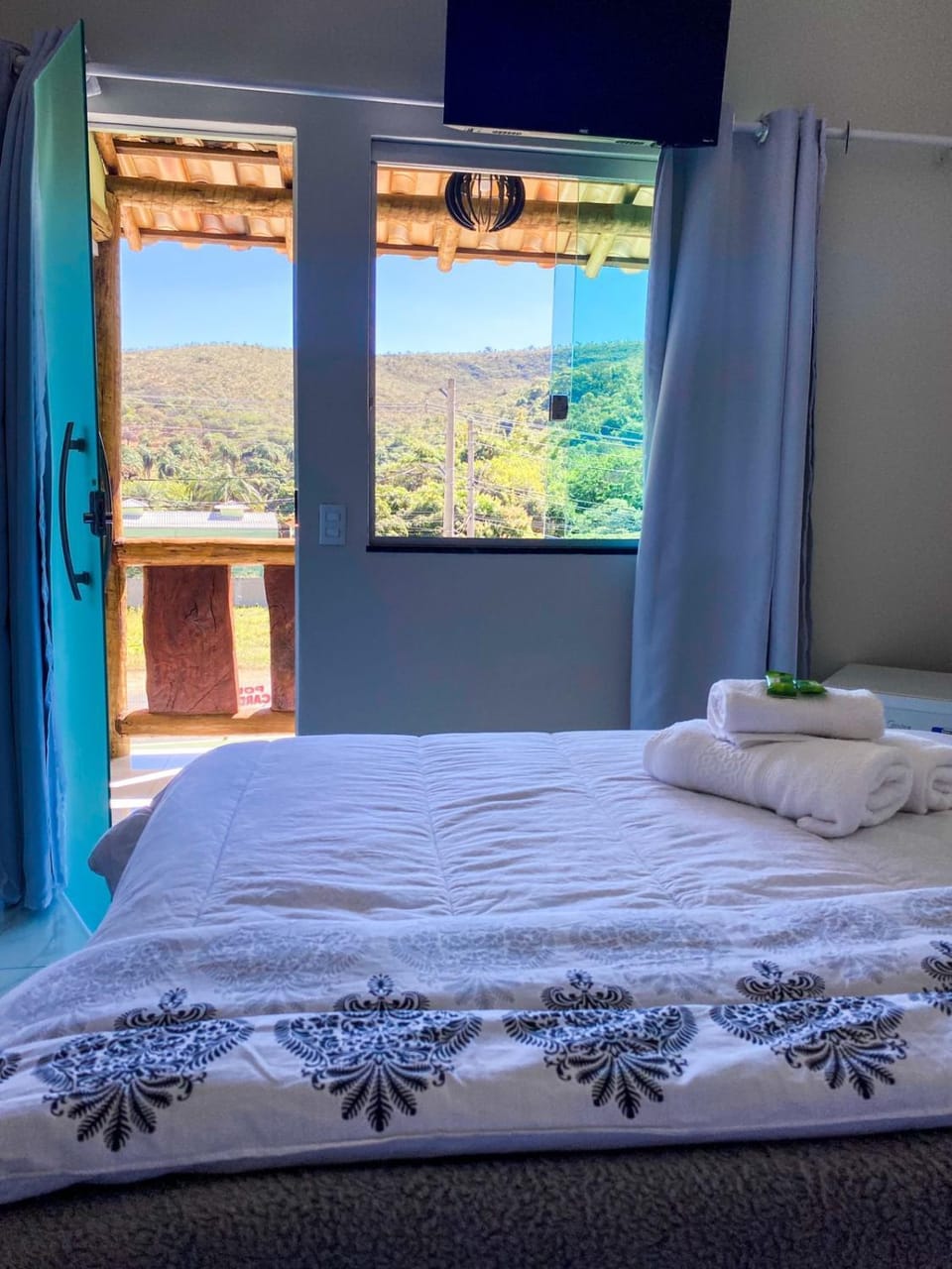 Bed, View (from property/room), towels