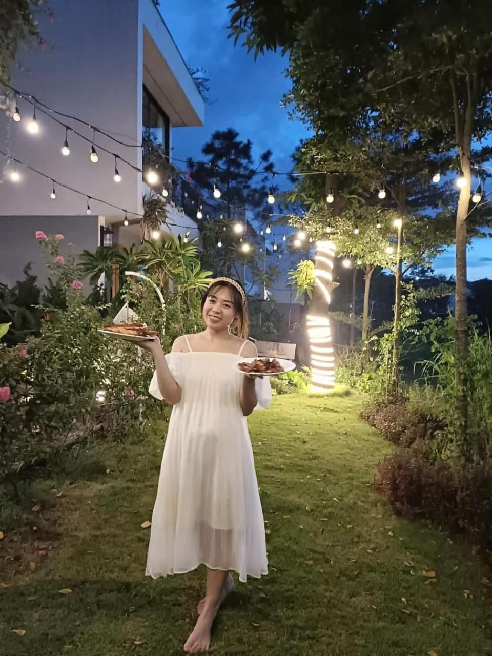 Spring, Night, Natural landscape, Garden, Garden, Guests, Garden view