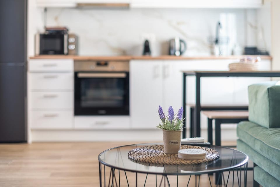 Coffee/tea facilities, Kitchen or kitchenette, Living room, Seating area, pet friendly, stove, toaster