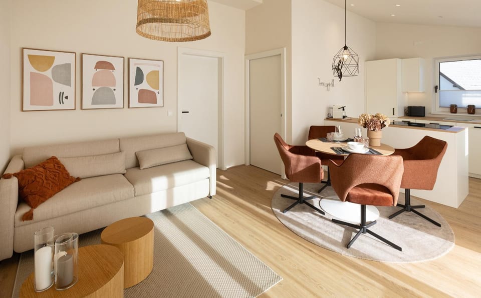 Kitchen or kitchenette, Living room, Dining area