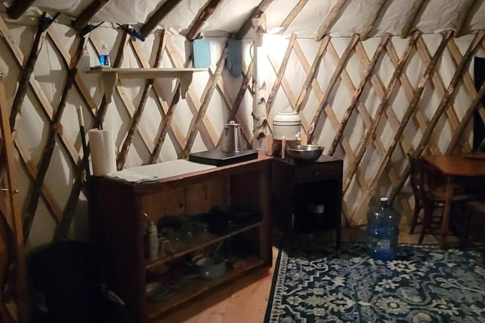 Allie Mae Yurt nestled in the woods Luxury tent in Brownfield