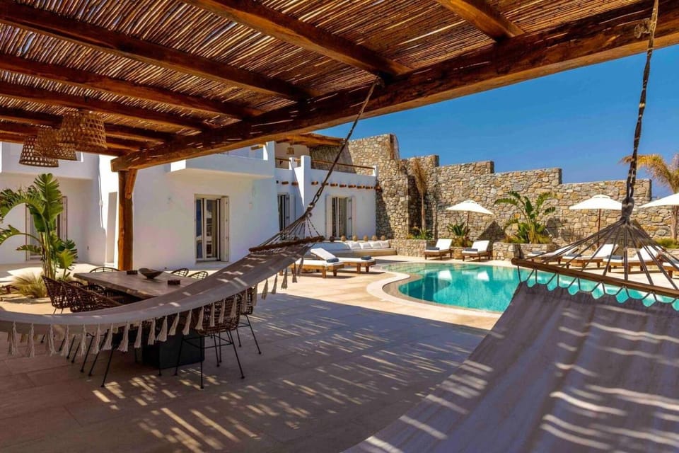 Property building, Living room, Swimming pool