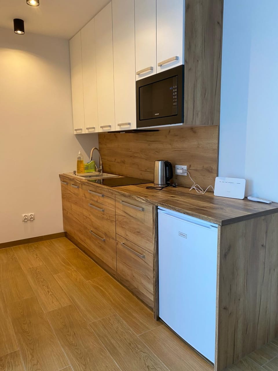 Kitchen or kitchenette, minibar, stove