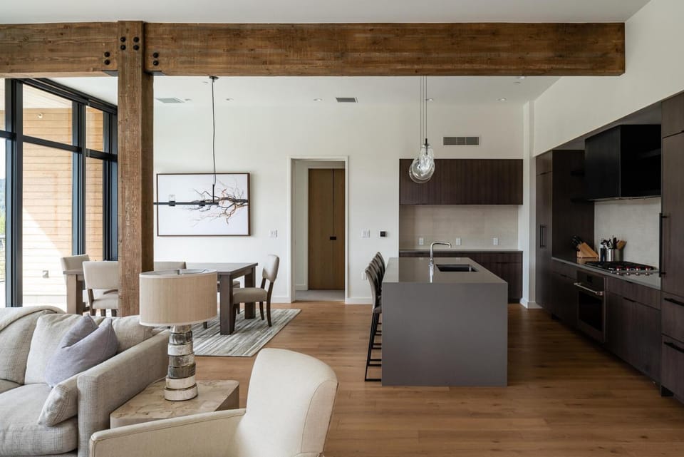 Kitchen or kitchenette, Living room, Dining area