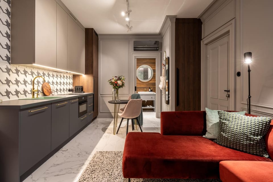 Living room, Photo of the whole room, Seating area, Dining area, Communal kitchen, kitchen, air conditioner