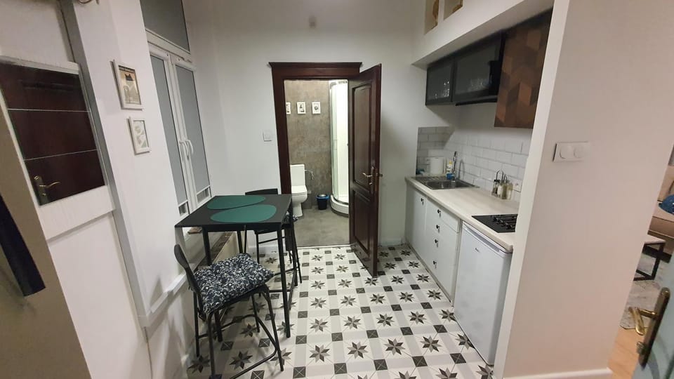Kitchen or kitchenette, minibar, stove