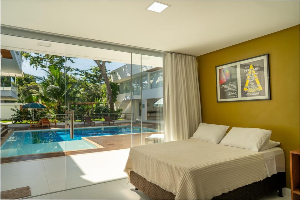 Bed, Photo of the whole room, Bedroom, Pool view