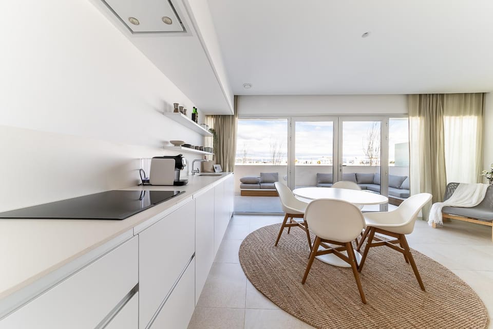 Kitchen or kitchenette, Living room, Dining area