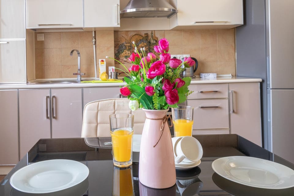 Kitchen or kitchenette, stove