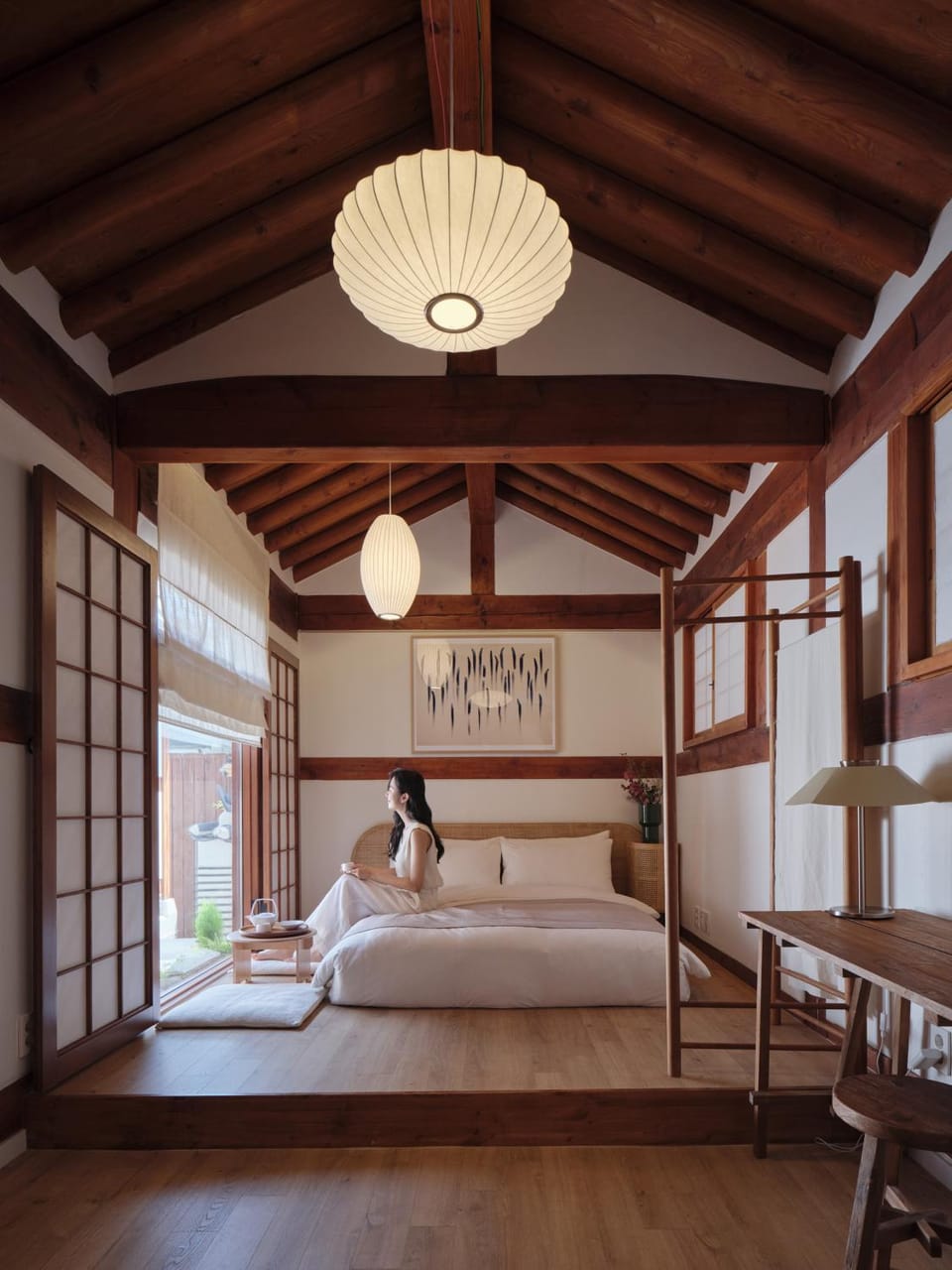 Bed, Photo of the whole room, Bedroom, Garden view