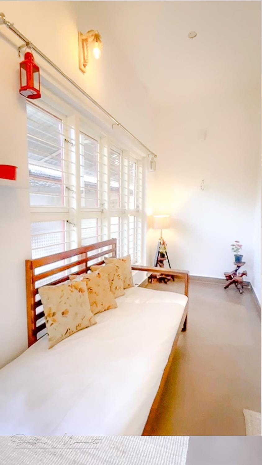 Property building, Bed, Living room, Seating area