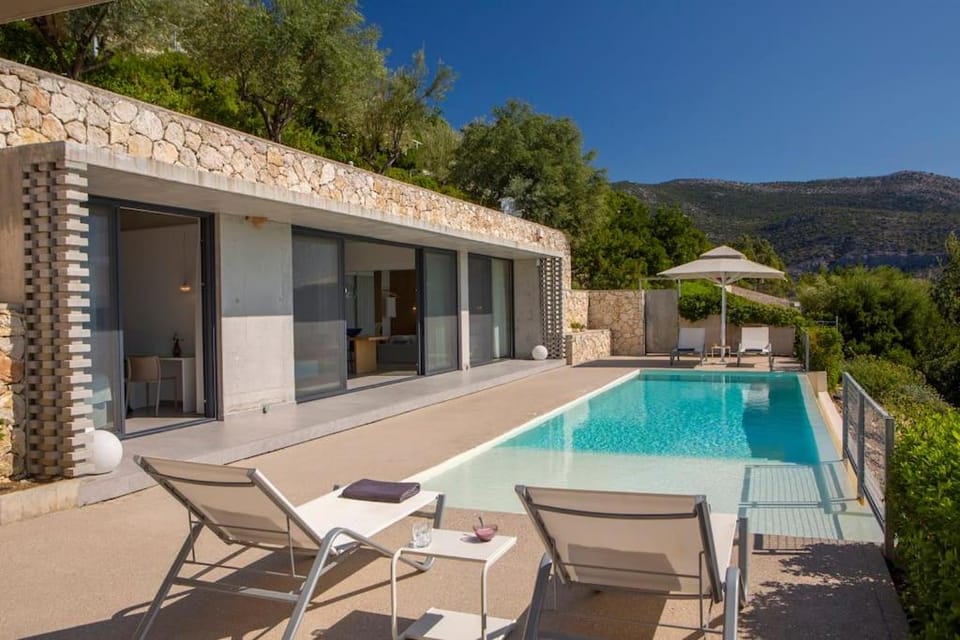 Villa Posidonia of BLUE CAVES complex with perfect view & salt water pool Villa in Lefkada, Lefkada Municipality, Greece