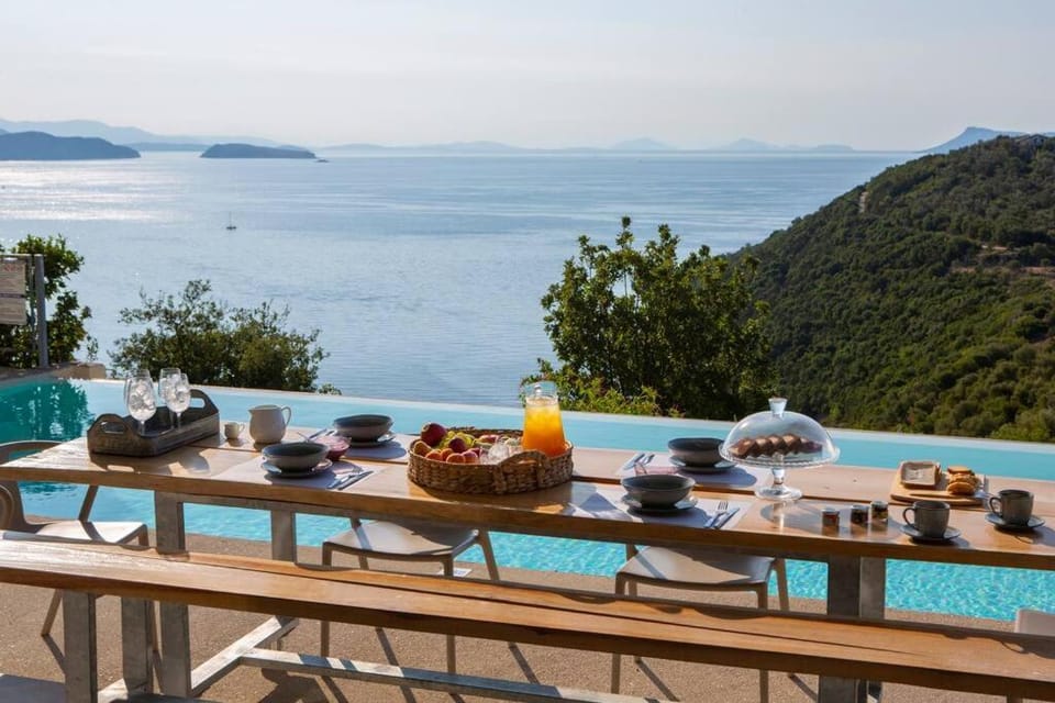 Villa Posidonia of BLUE CAVES complex with perfect view & salt water pool Villa in Lefkada, Lefkada Municipality, Greece