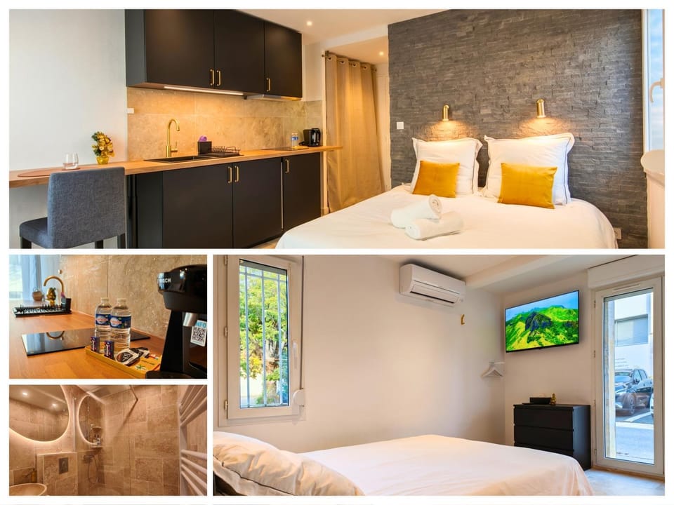 Bed, Bathroom, Kitchen or kitchenette, Photo of the whole room, air conditioner