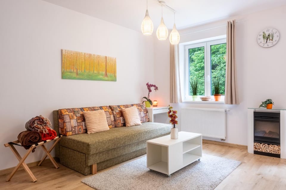 Living room, Seating area, Garden view