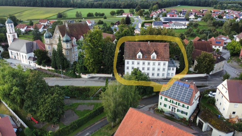 Property building, Neighbourhood, Natural landscape, Bird's eye view