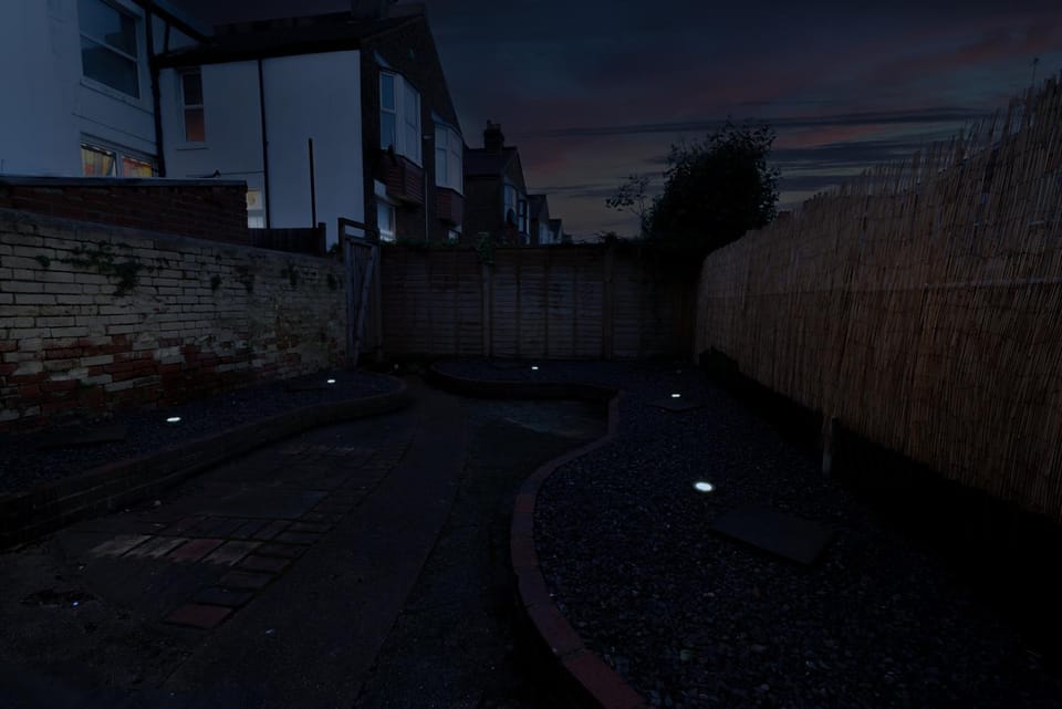 Property building, Night, Garden, Garden view