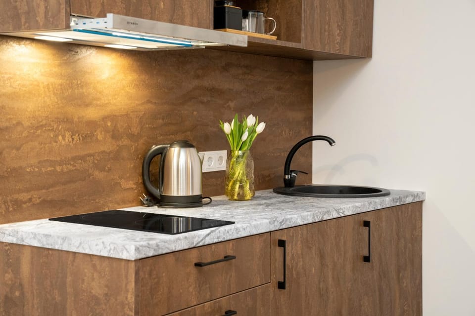Coffee/tea facilities, Kitchen or kitchenette, stove