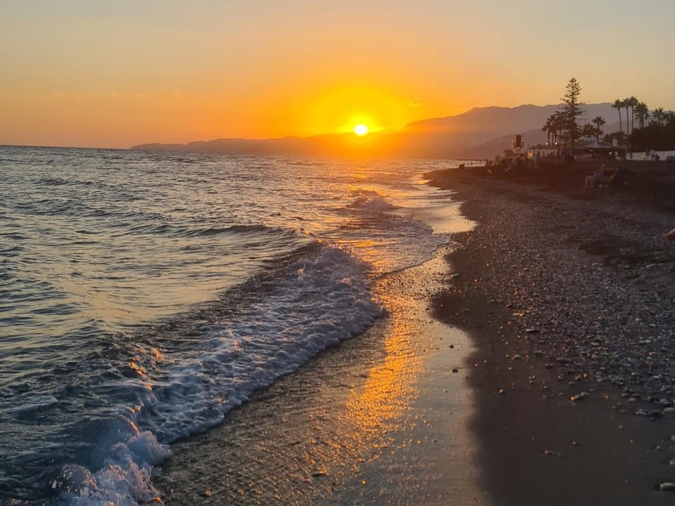 Beach, Sea view, Sunset