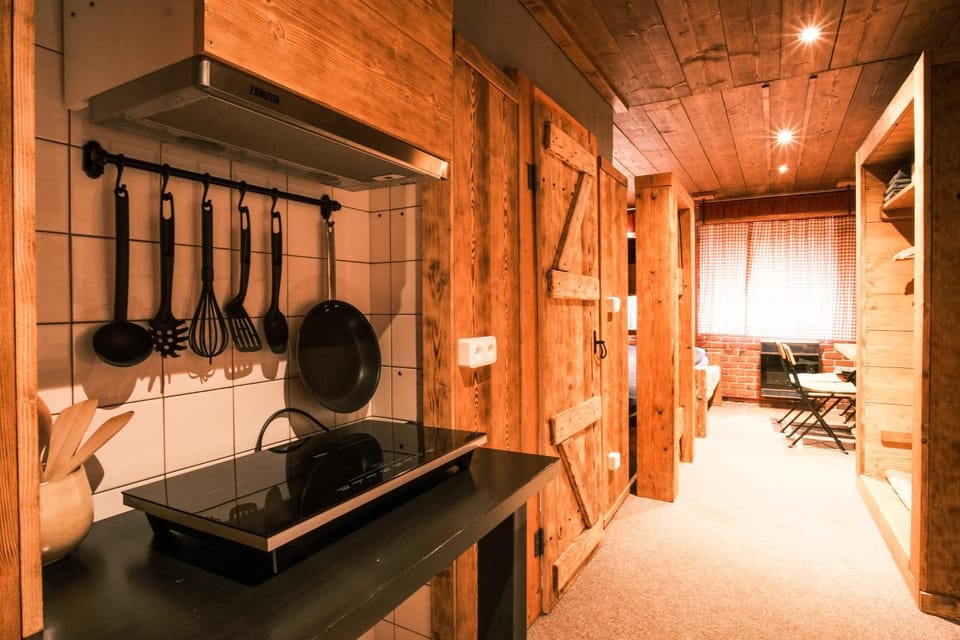 Kitchen or kitchenette, stove