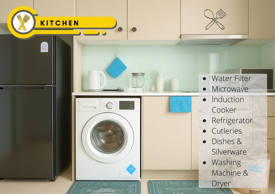 Kitchen or kitchenette, washing machine