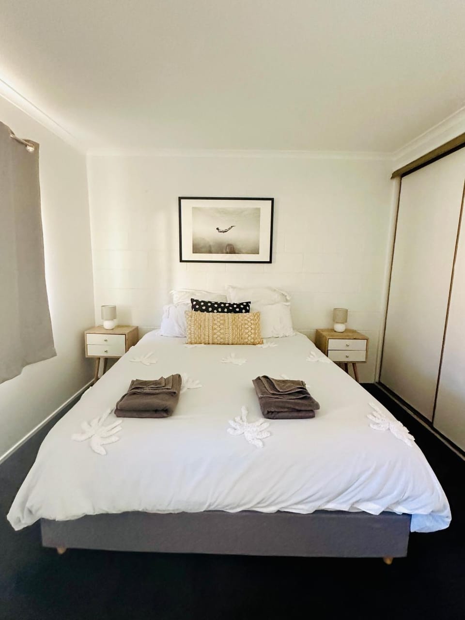 Bed, Photo of the whole room, Bedroom, towels, wardrobe