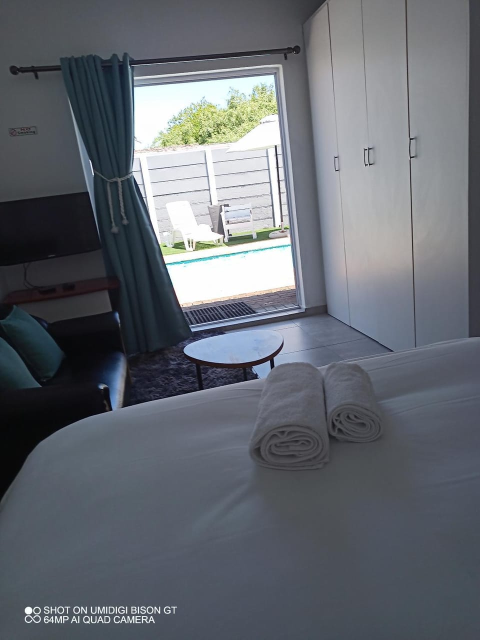 Bedroom, towels, wardrobe