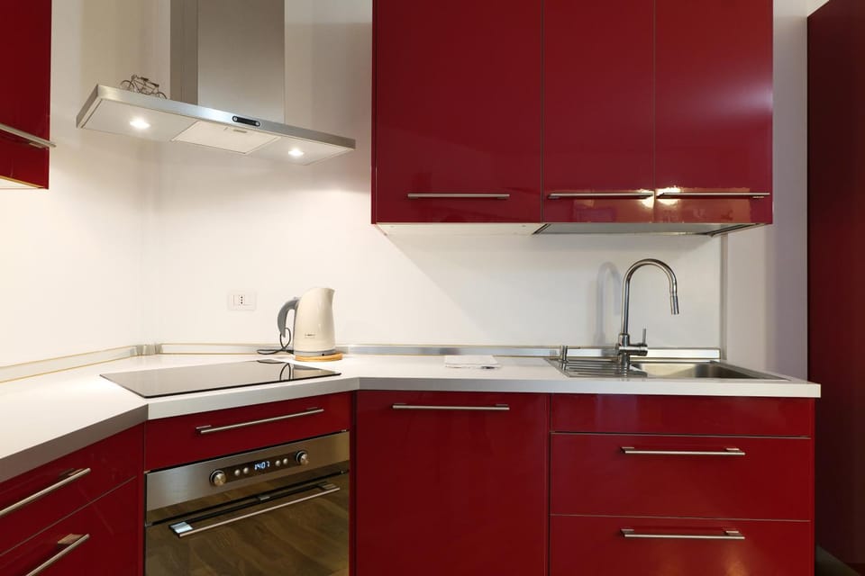 Kitchen or kitchenette, stove