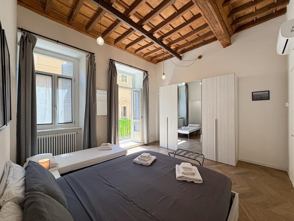 Bed, Photo of the whole room, Bedroom, towels, wardrobe