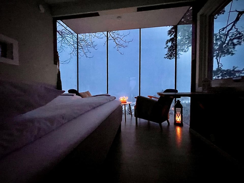 Night, Living room, Photo of the whole room, Seating area, Bedroom