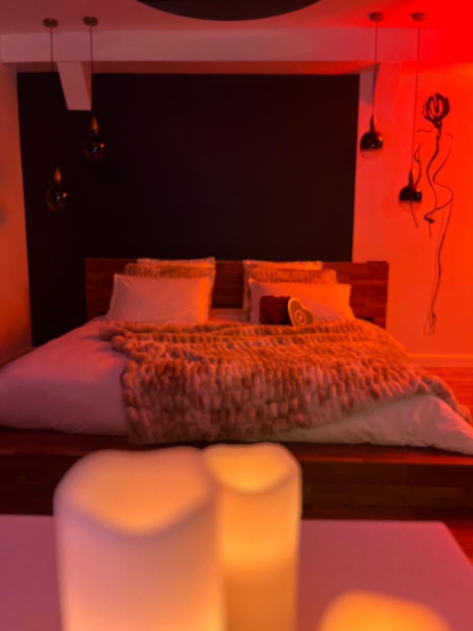 Bed, Night, Hot Tub, Bedroom